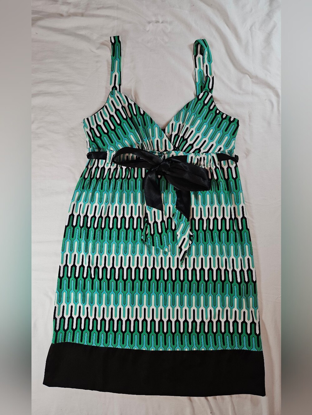 Jodi Kristopher Womens Green Geometric Sleeveless V-neck Mini Dress Size Medium